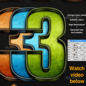 3D Photoshop Action Stitch Leather Effect